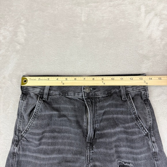 American Eagle Super High Rise Baggy Wide Leg Cargo Jeans Women 0 Short Black - Picture 9 of 15